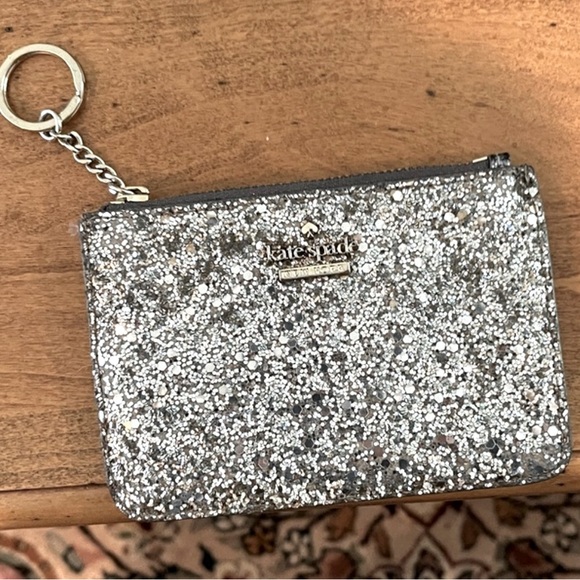 kate spade Accessories - KATE SPADE GLITTERY POUCH WITH ATTACHED KEY RING/KEY CHAIN